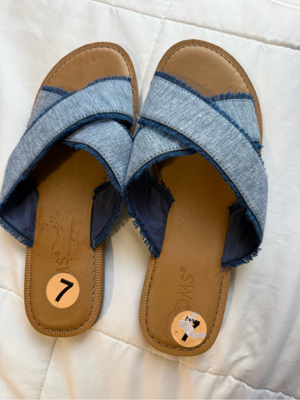 Toms Denim Chambray Criss Cross Sandals